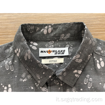 Camicia da uomo a maniche corte con stampa TC